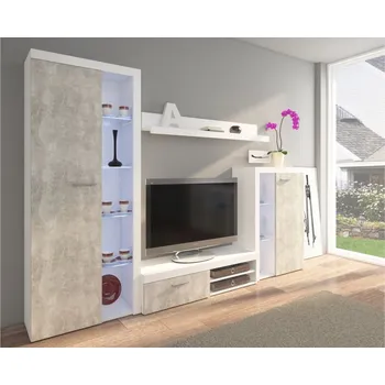 Obývací stěna Obývací stěna KADEN, bílá/beton +možnost VÝNOSU + vyzvednutí ZDARMA
