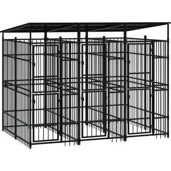 klec pro psa vidaXL Venkovní psí kotec se střechou ocel 5,53 m² [3097948]