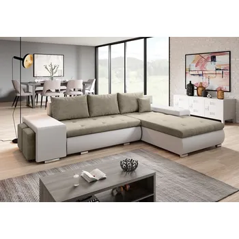 Sedací souprava Rohová rozkládací sedačka COLORITO MINI T 1, béžová/bílá +možnost VÝNOSU + vyzvednutí ZDARMA