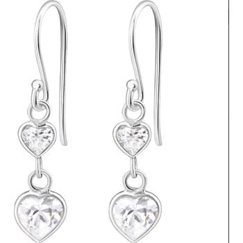 Náušnice For Silver VISACÍ NÁUŠNICE SE SRDCEM - STŘÍBRO 925 Druh barvy: Stříbrná