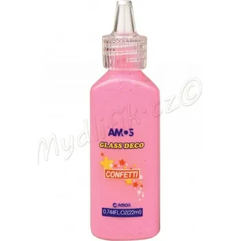 Speciální výtvarná barva Slupovací barvy na sklo 22 ml - růžová s konfetami