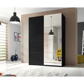 Šatní skříň Šatní skříň se zrcadlem MAGGIE 150, černá +možnost VÝNOSU + vyzvednutí ZDARMA