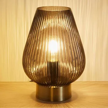 Lampička Pauleen Crystal Gloom stolní lampa ze skla - délka napájecího kabelu 122 cm kouřově šedá, mosaz 1 x 40 W - Doprava zdarma