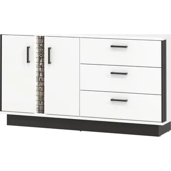 Komoda Komoda SIGOURNEY 2D3S, bílá/černá/bílá vysoký lesk + vyzvednutí ZDARMA