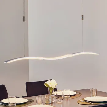 BANKAMP Wave II závěsná LED světlo, nastavitelné - Baldachýn – výška 3,8 cm, délka 82 cm niklová matná, chrom LED celkem 55 W - Doprava zdarma