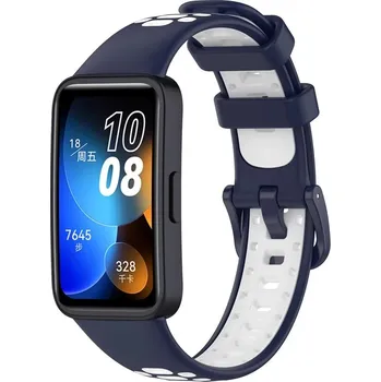 Příslušenství k chytrým hodinkám eses Silikonový řemínek dírkovaný pro Huawei Band 8, 9 a 10 - Modro bílý