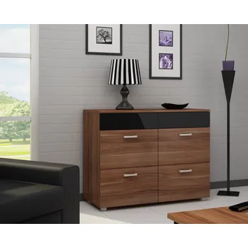 Komoda Komoda FARGONA, švestka/černý lesk, 5 let záruka + vyzvednutí ZDARMA