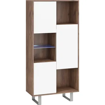 police Vitrína BOKARO 6, craft tobaco/bílý lesk, 5 let záruka + vyzvednutí ZDARMA