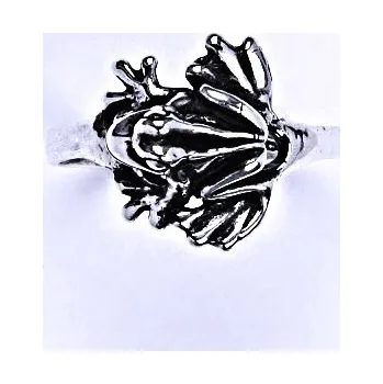 Prsten Stříbrný prsten 3D žába - T723 (Stříbrný prsten s žabkou)