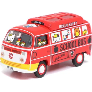 autíčko TARMAC Models Volkswagen Type II T2 Hello Kity Školní Autobus 1:64 - TARMAC / Schuco VW T2 "Hello Kity" School Bus - kovový model auta 1/64