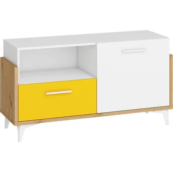 Komoda Komoda LEPON 125N, dub artisan/bílá/žlutá, 5 let záruka + vyzvednutí ZDARMA