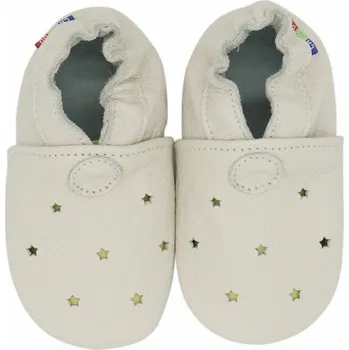 Capáčky CAROZOO Kožené capáčky s koženou podrážkou bílé perforované 6-12 měsíců Bílá 19,5