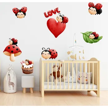 Samolepící dekorace Textilní samolepka na zeď "Berušky"