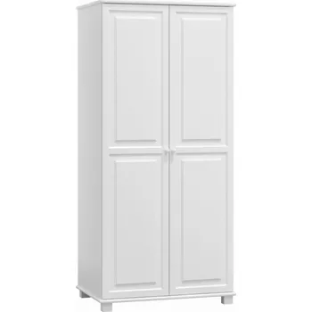 Šatní skříň Skříň kombinovaná 2D BHAGIRA 2, šíře 90 cm, masiv borovice, moření: bílé + vyzvednutí ZDARMA