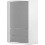 Rohová skříň ZAIRE 4D, alpská bílá/šedá +možnost VÝNOSU + vyzvednutí ZDARMA