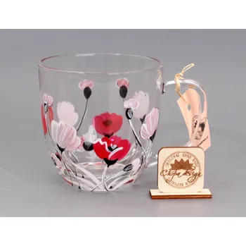 Skleněný hrnek - bílé máky, CHRPA KRNOV