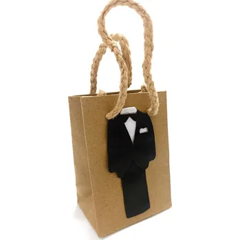 Dárková taška Papírová kraftová taška natural pánská - 10x7 cm