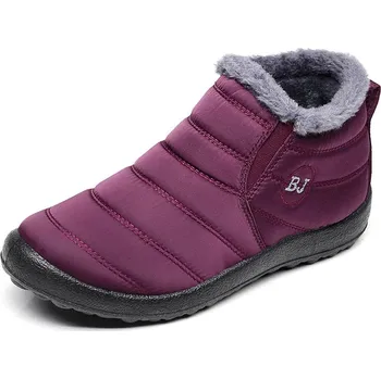 Dámská zimní obuv Kotníkové sněhule s kožíškem Barva: Vínová, Velikost: 38
