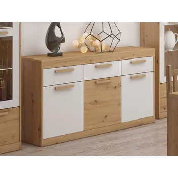 Komoda Komoda GATTON 3D3S, dub artisan/bílý lesk, 5 let záruka + vyzvednutí ZDARMA