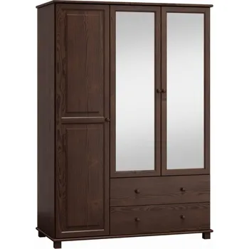 Šatní skříň Skříň 3D BHAGIRA 6, šíře 120 cm, masiv borovice, moření: ořech + vyzvednutí ZDARMA