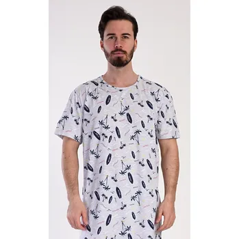 Pánská noční košile Vienetta MAN Pánská noční košile s krátkým rukávem Surfing Barva: Šedá, Velikost: M