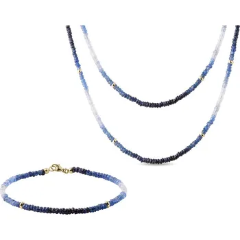 Souprava šperků Boho safírová sada ve žlutém zlatě KLENOTA