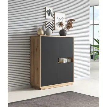 police ZACARRIA regál třídvéřový, dub taurus/černý supermat + vyzvednutí ZDARMA