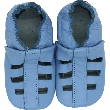 Capáčky CAROZOO Kožené capáčky s koženou podrážkou modré sandálky 2-3 roky Modrá 24,5
