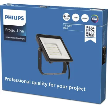 Venkovní reflektor Philips ProjectLine LED 4 000K 50W - Hlava - šířka 20 cm, výška 13,6 cm, hloubka 2,4 cm černá LED 50 W celkem - Doprava zdarma
