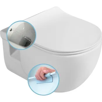 WC sada BRILLA závěsná WC mísa s bidet. sprškou, Rimless, 36,5x53 cm, bílá