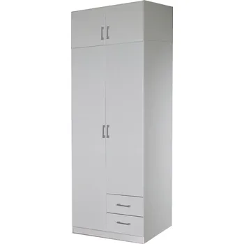 Šatní skříň Skříň BUANG 2D2S, bílá + vyzvednutí ZDARMA