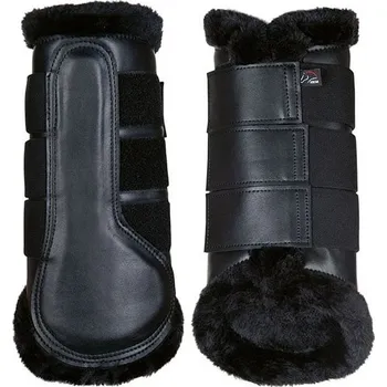 Vybavení pro koně Kamaše s beránkem HKM Comfort Premium Fur - černé/černý beránek, vel. XL