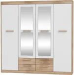 Skříň GATTON 4D4S, dub sonoma/bílý lesk, 5 let záruka +možnost VÝNOSU + vyzvednutí ZDARMA