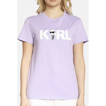 Dámské tričko Dámské fialové triko Karl Lagerfeld - Velikost XS, Barva Fialová 55705 230W1706