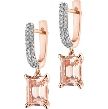 Náušnice Náušnice z růžového zlata s brilianty a morganity - ryzost 585 - 103.828