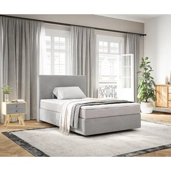 Postel DELIFE Čalouněná postel Dream-Well 120x200 cm plyšový manšestr stříbrně šedá s taštičkovou pružinovou matrací a visco topperem