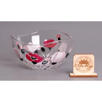 Skleněná miska - bílé máky, CHRPA KRNOV