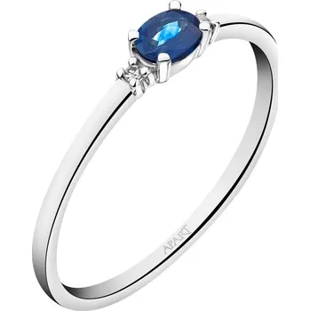 Prsten Prsten z bílého zlata s diamanty a safírem - ryzost 585 - 220.305