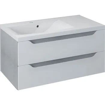 Koupelnový nábytek WAVE umyvadlová skříňka 89,7x45x47,8cm, levá, bílá/dub stříbrný