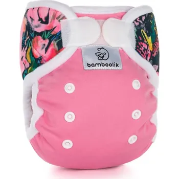 látková plena Svrchní kalhotky Bamboolik novorozenecké - Růžová + květy