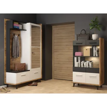 Předsíňová stěna Předsíň KNUT 6, dub burgundský/bílá/černá, 5 let záruka + vyzvednutí ZDARMA