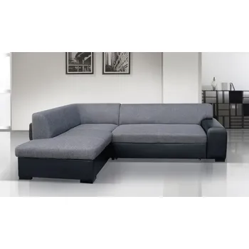 Sedací souprava Rohová sedačka JERMAINE 3 levá, šedá látka/černá ekokůže +možnost VÝNOSU + vyzvednutí ZDARMA