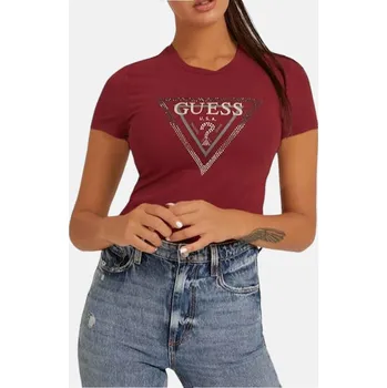 Dámské tričko Dámské vínové triko Guess - Velikost M, Barva Červená 55773 W1BI00 J1311