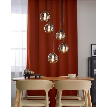 Závěsné svítidlo z černého kovu 5 odstínů z kouřového skla moderní designové osvětlení interiéru obývacího pokoje Beliani