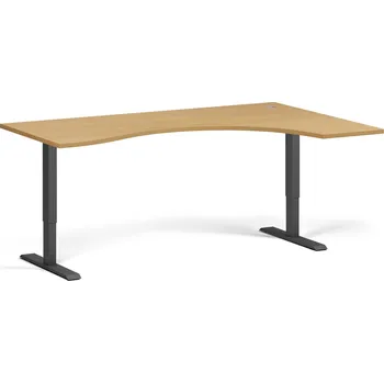 B2B Partner Ergonomický výškově nastavitelný stůl, 180x120 cm, 1 motor, L/P, černá podnož, buk