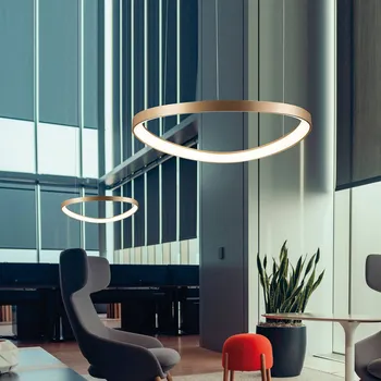 Viokef LED závěsné světlo Loop, zlaté, Ø 80 cm - baldachýn - výška 17 cm, Ø 5 cm zlatý, bílý LED celkem 60 W - Doprava zdarma