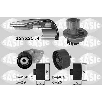 Rozvod motoru Vodní pumpa + sada ozubeného řemene, , SASIC, 3906104