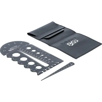 Závitořezný nástroj BGS 74247, Měrka šroubů a závitové měrky | metrické | M3 - M20, 0,5 - 13,00 mm