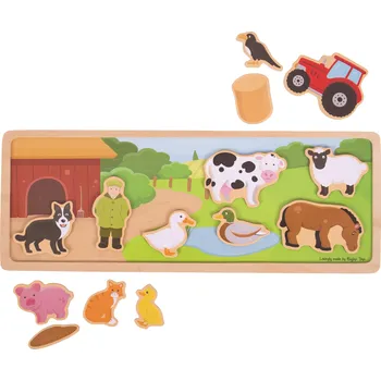 Dřevěná hračka Bigjigs Toys Magnetické puzzle farma