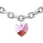 Ocelový náramek se Swarovski Crystals Srdce 14mm Light Rose